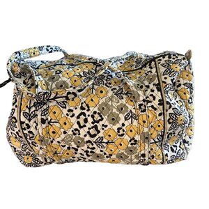 Vera Bradley duffle bag tote travel Go Wild black yellow cheetah weekender zip